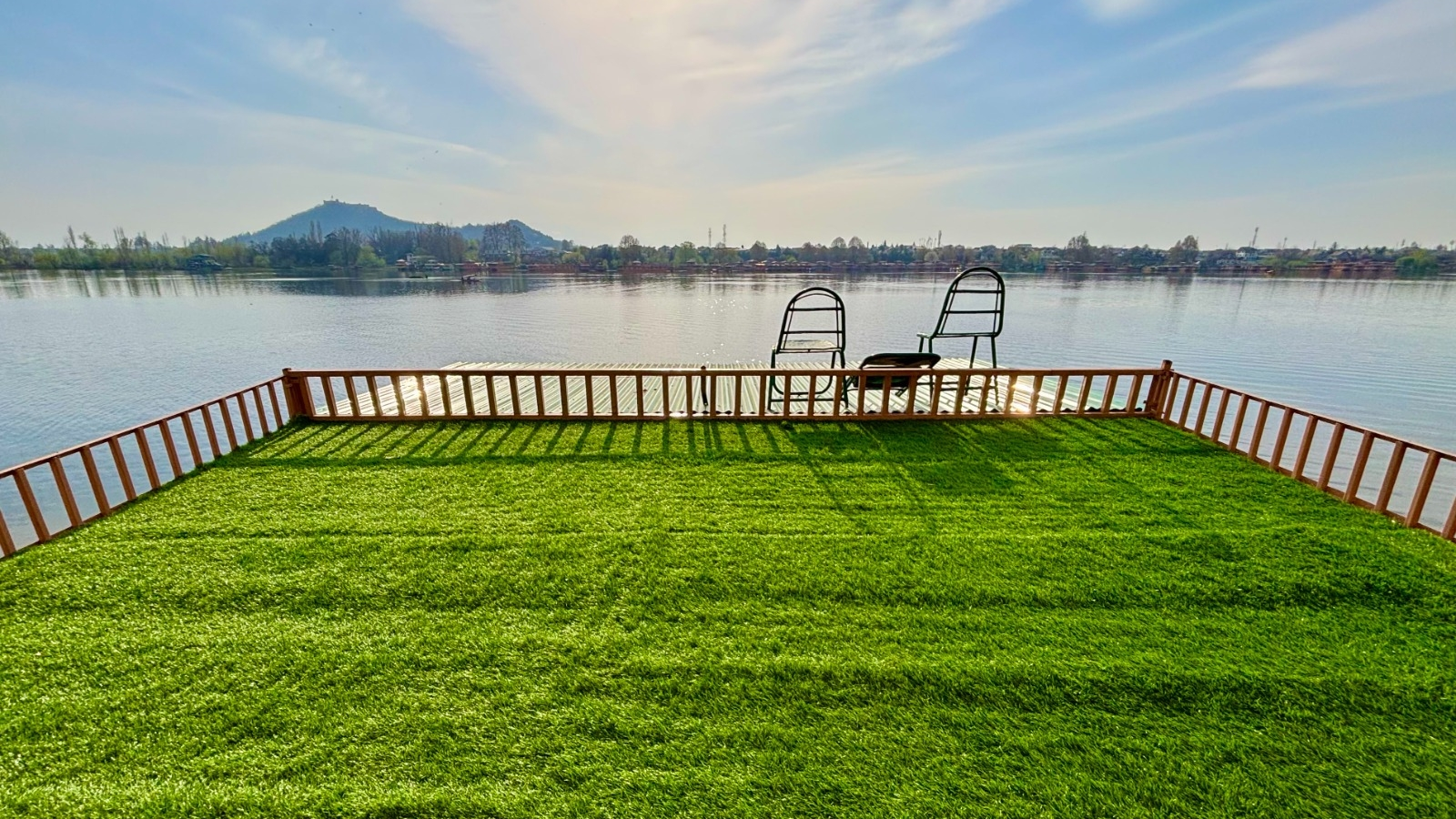 Traditional Kashmiri houseboat stay on water